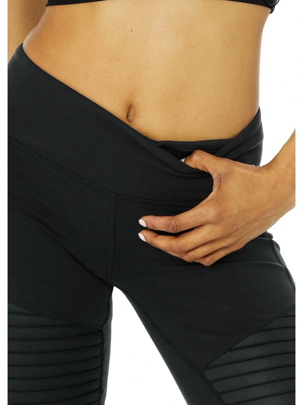 ALO Yoga Black High-Waist Moto-Panel Leggings